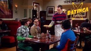 Sheldon works with Penny at the cheesecake factory - The Big Bang Theory