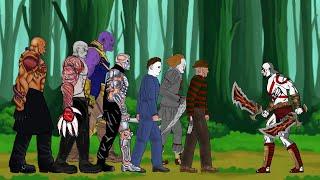 God Of War Kratos vs Jason, Freddy, Pennywise, Michael, Thanos, Nemesis, Tyrant - Drawing Cartoon 2