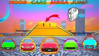 Noob Cars Mega Jump - Car Stunt Races Mega ramp - Driving With Kcd