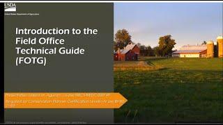 Indiana NRCS Certified Planner Training - Introduction to the Field Office Technical Guide