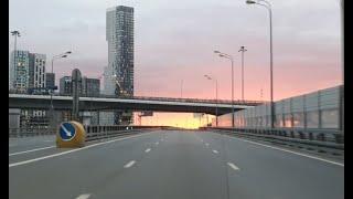 Timelapse at sunset: Moscow City - Zvenigorodskoye highway - North-West pass