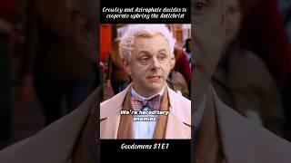 Crowley and Aziraphale decides to cooperate upbring the Antichrist #goodomens #shorts
