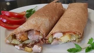 Tasty Lite Chicken on Markouk Bread - لفائف دجاج لبنانية رائعة على خبز المرقوق