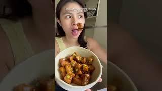 Sticky & saucy garlic butter tofu  #shorts
