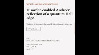 Disorder-enabled Andreev reflection of a quantum Hall edge | RTCL.TV