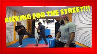 HOW TO REALLY KICK IN THE STREET: A FULL CLASS CLIP OF NO BULL?$@ LOW KICKS.