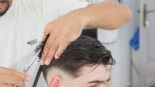 amazing haircut tutorial with machine and scissors sound - asmr barber