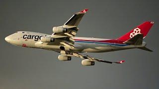 BEAUTIFUL LIGHTS | Cargolux Boeing 747-4R7(F) Takeoff at Budapest Airport