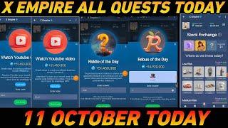 11 October All Quests Code X Empire Youtube Video Code Rebus Riddle Of The Day Investment Fund card