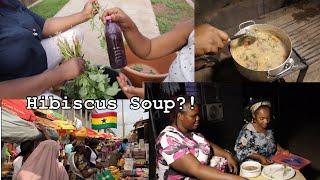 Cooking HIBISCUS LEAVES SOUP with PEANUT BUTTER|| SOBOLO LEAVES || VEGETABLE SAUCE + CORN TUO-ZAAFI