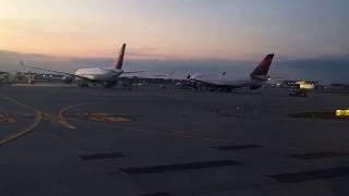 Sunset Taxiing by Delta A350-900 and Delta 747-400