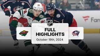 Wild at Blue Jackets | October 19, 2024 | NHL Full Game Highlights