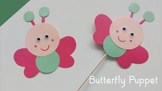 How To Make Butterfly Puppet For Kids / Easy Paper Crafts / Nursery Craft Ideas / 5 Minute Crafts