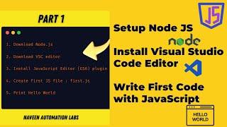 #1 - Setup Node JS, Install Visual Studio Code Editor, Write First Code with JavaScript