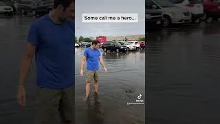 Target hero? Guy drains parking lot at local target and goes viral.