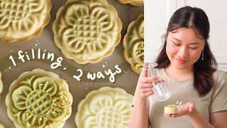 Snow Skin & Traditional Mooncakes (Osmanthus Coconut Filling) | 桂花椰子冰皮&传统月饼