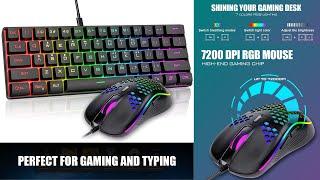 RedThunder 60% Gaming Keyboard and Mouse Combo, Ultra-Compact 61 Keys RGB Backlit Mini Keyboard