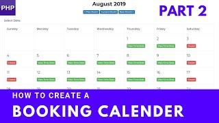 How to create a booking calendar | php mysql | Part 2