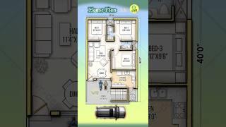 25'×40' house plan with car parking, East, 3 BHK, 25'*40' #houseplan #indianhouseplan #housemap
