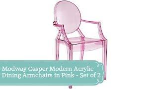 Modway Casper Modern Acrylic Dining Armchairs in Pink - Set of 2