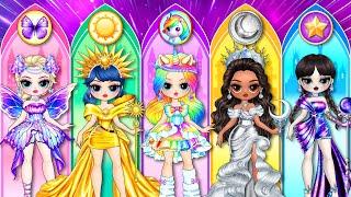Disney Princesses Dress Up as Moon Girl, Sun Girl, and Star Girl! | Best DIY Fashion Paper Dolls