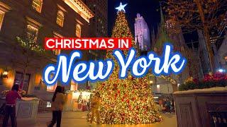 NEW YORK Christmas Walk   Holiday Season in Manhattan, Walking Tour 4K