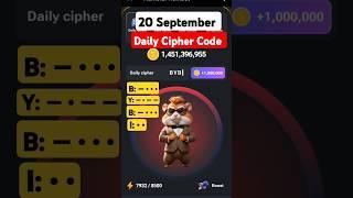 #20 September Cipher Code Hamster Kombat Today daily reward Delhi cyber code Daily Combo #shorts