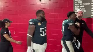 Watch Eagles players emotional reactions after blowout loss to Tampa Bay Buccaneers.