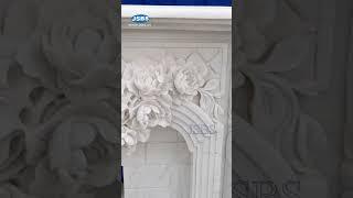 Natural Stone Carved White Marble Floral Fireplace Mantel Surround Design JSBS