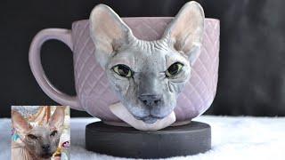 Sphynx cat portrait, cat lover gift