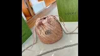 Gucci Women's Pink GG Marmont Mini Sequin Bucket Bag-B-GUC-GG-PK