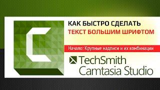 Как в Camtasia Studio написать текст большим шрифтом. Начало