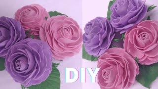 DIY :easy foam rose flower making tutorial | handmade foamiran rose flower