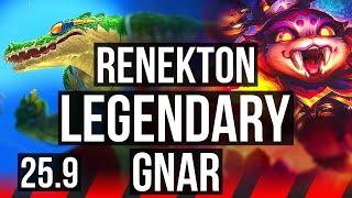 RENEKTON vs GNAR (TOP) | 15/2/13, 8 solo kills, Legendary | EUW Master | 25.9