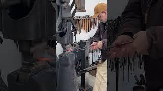 50lb Little Giant mechanical power hammer. Forging a flower petal