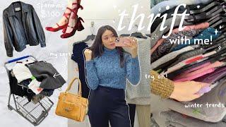 $100 THRIFTING CHALLENGE! //goodwill, winter trends, +try on haul!