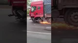 Truck with broken front wheel