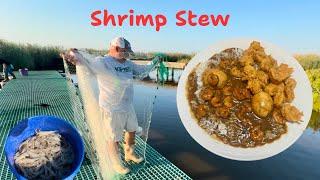 Catching Beautiful Shrimp With Cast Net (Catch&Cook) Boiled Shrimp,Crabs,Shrimp Stew & Fried Shrimp