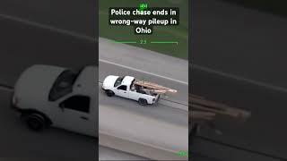 Police chase ends in wrong-way pileup in Ohio #chase #ohio #caughtoncamera