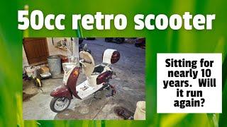 50cc retro scooter sitting nearly 10 years: What will it take to get running again (nasty gas tank!)