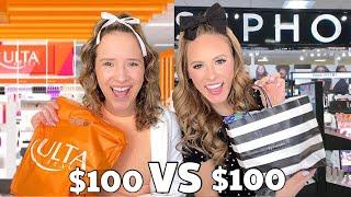 ULTA  VS SEPHORA  $100 SHOPPING CHALLENGE (WHICH IS BETTER?)