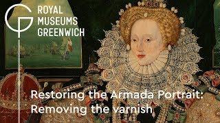 Removing the varnish | Restoring the Armada Portrait