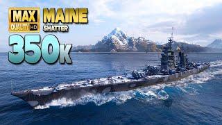 Battleship Maine: 350k damage on map Shatter - World of Warships