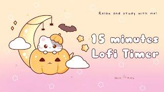 15 minutes -Relax & study with me Lofi | Halloween Kitty #timer #15minutetimer #lofi #relaxing #calm