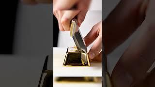Gold Bar Cutting | AI ASMR Satisfying Video #Shorts #ASMR #OddlySatisfying #GoldCutting #AIVideo