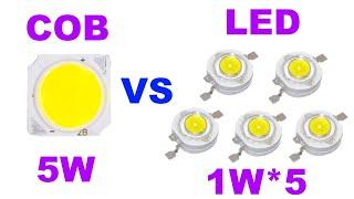 COB светодиодный чип 5Вт VS светодиоды 1Вт*5 – насколько достойная замена