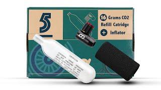 CyclingDeal 5 x Bike Bicycle 16g CO2 Threaded Tyre Air Cartridges Plus Mini Portable Pump Inflator