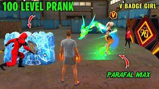 New No Internet Prank  But सामने आया 100 Level  Random Noob Prank With V Badge  Garena Free Fire