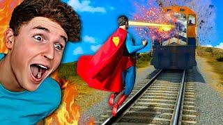 Can SUPERHEROES Stop The TRAIN In GTA 5..? (Mods)