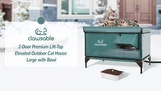 [NEW ARRIVAL] Clawsable 2-Door Premium Lift-Top Elevated Heated Outdoor Cat House Large with Bowl